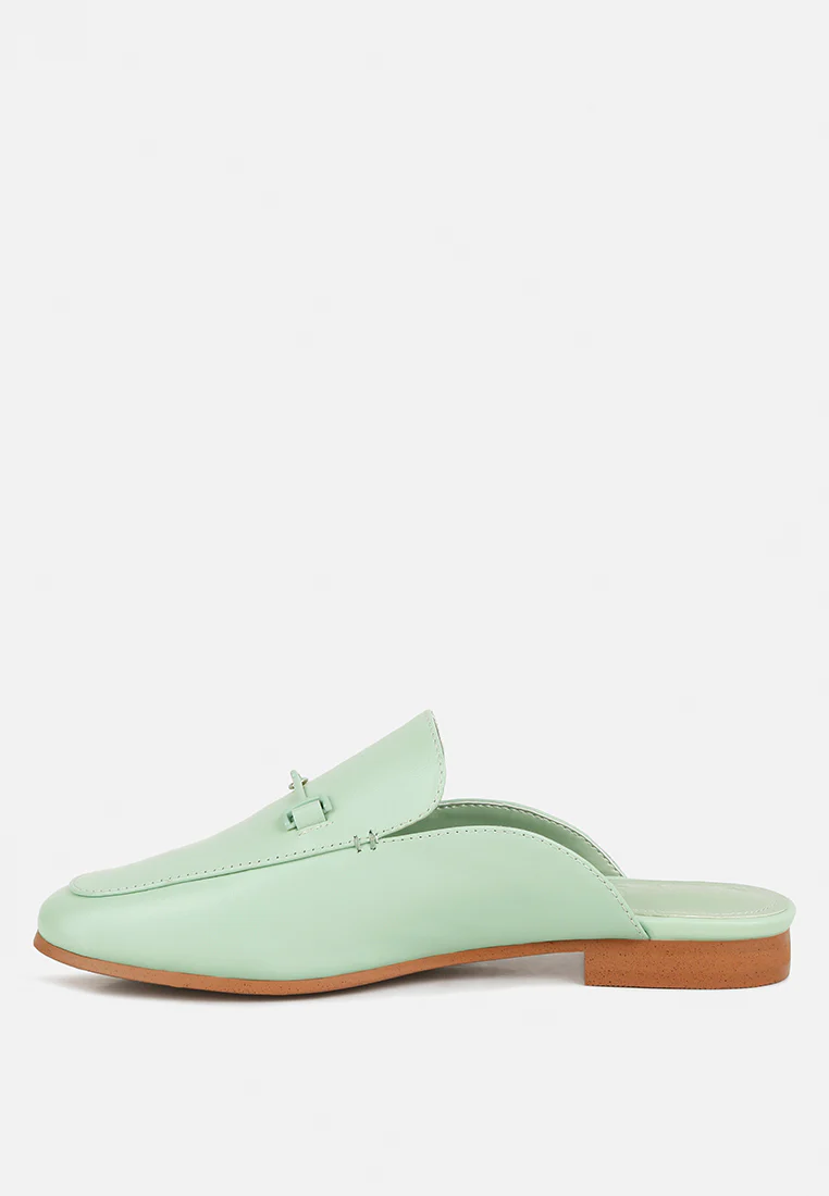 KRISTY Horsebit Embellished Mules in Mint Green - Image 3
