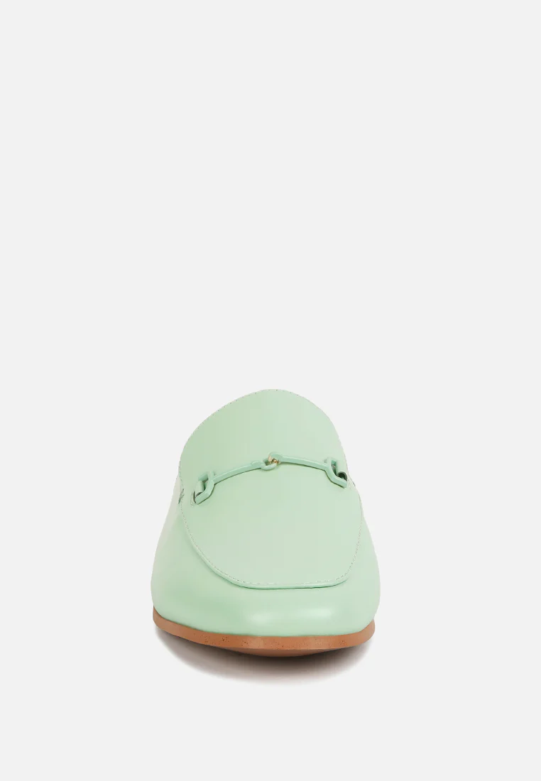 KRISTY Horsebit Embellished Mules in Mint Green - Image 4