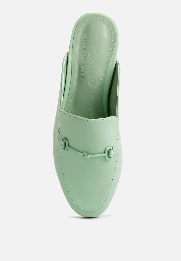 KRISTY Horsebit Embellished Mules in Mint Green - Image 6