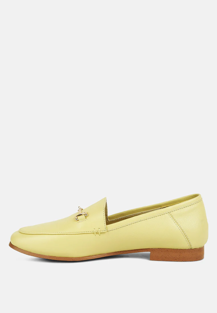 DARETH Horsebit Flat Heel Loafers in Yellow - Image 3