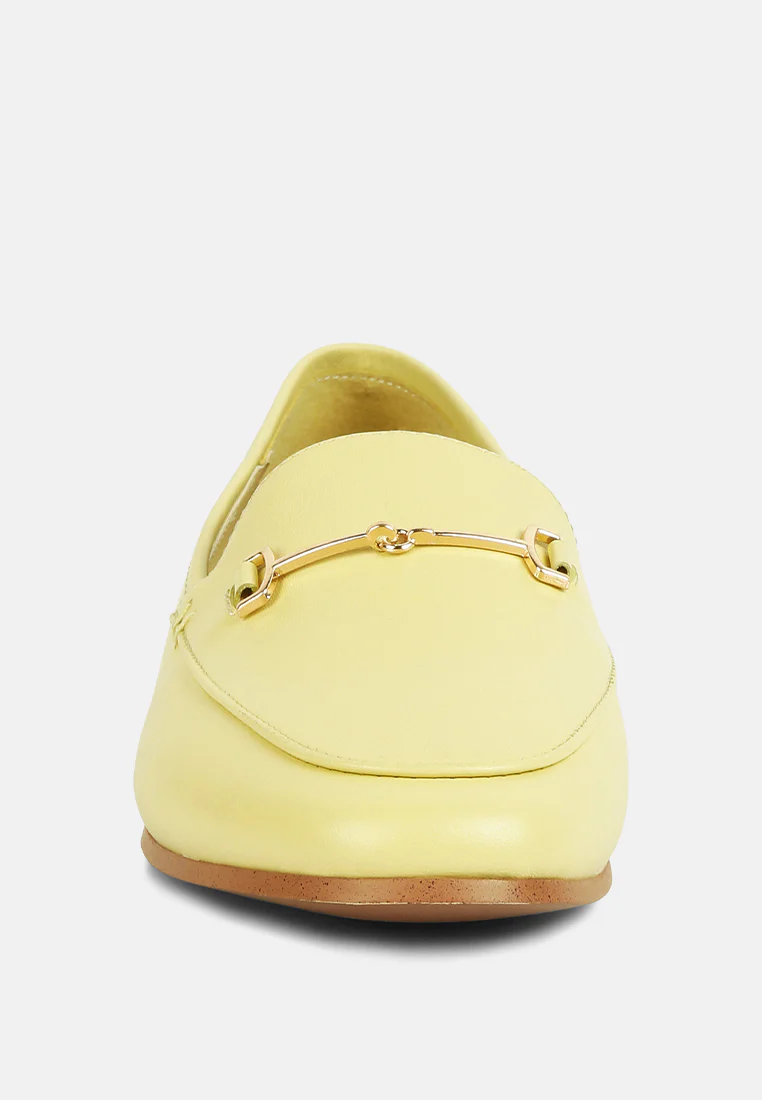 DARETH Horsebit Flat Heel Loafers in Yellow - Image 4