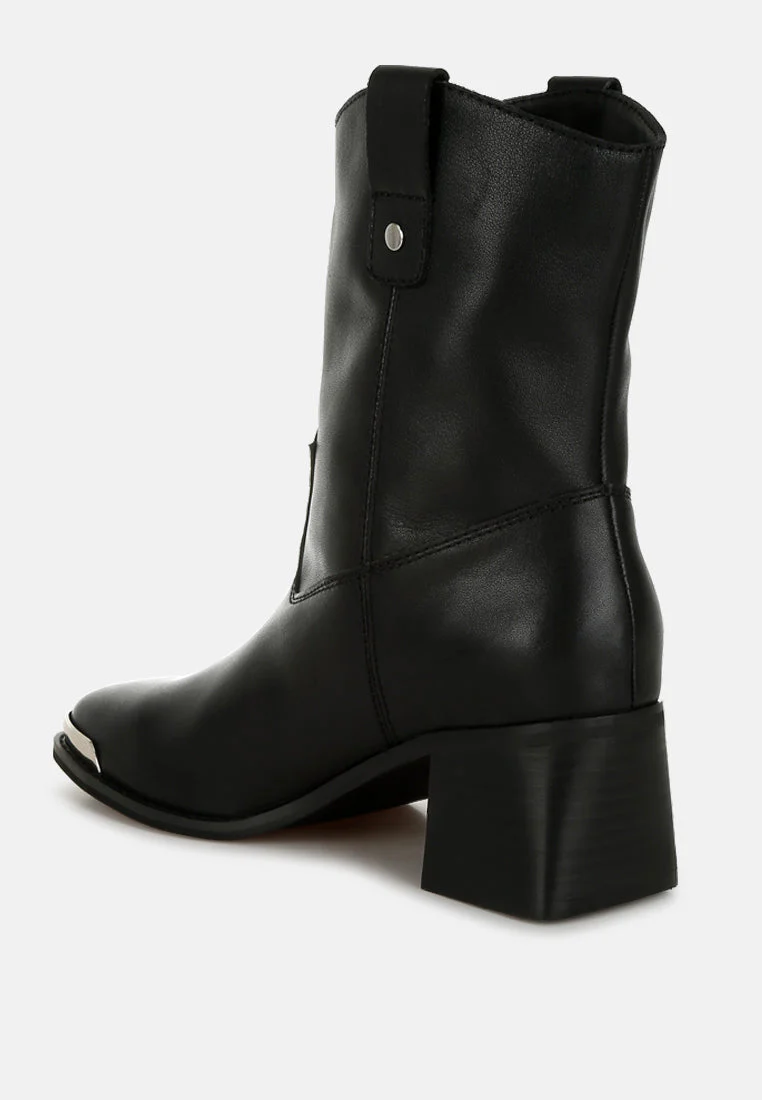 Iliad Genuine Leather Metallic Accent Ankle Boots - Image 3