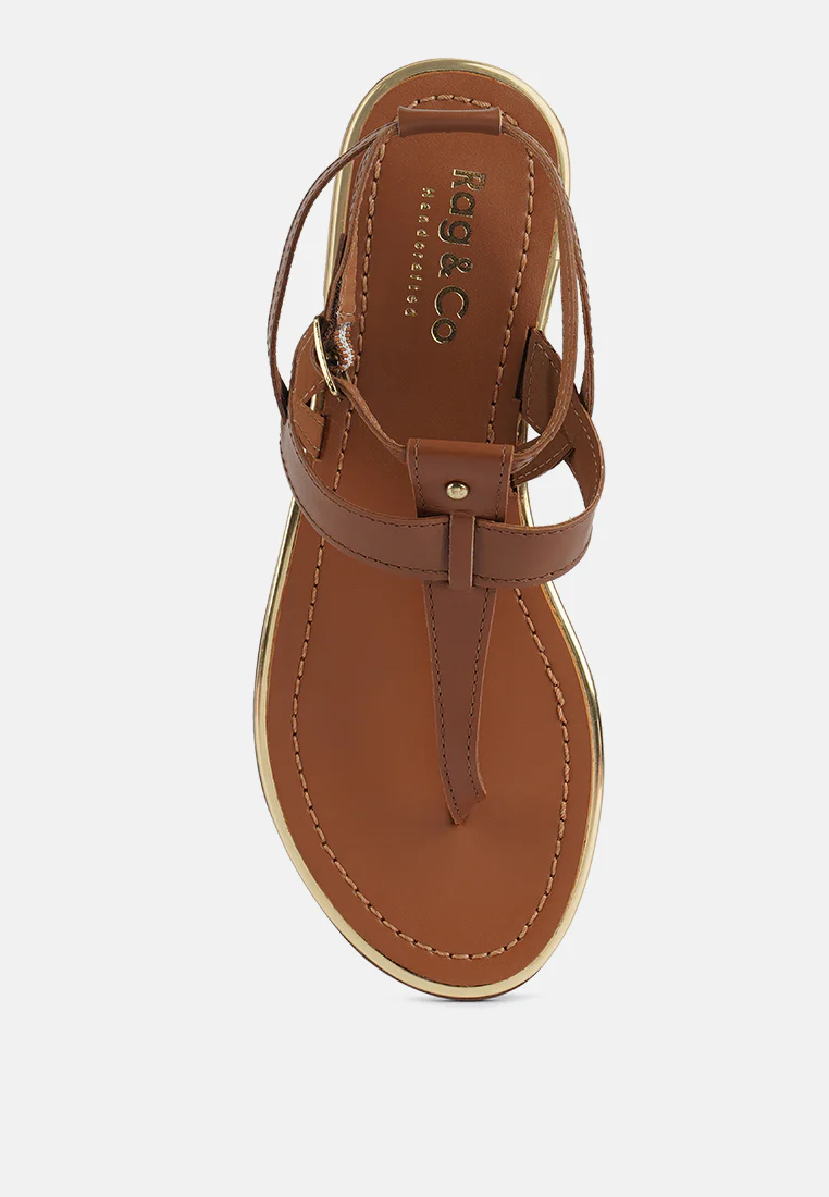 IRENE Tan Flat Thong Sandals - Image 6