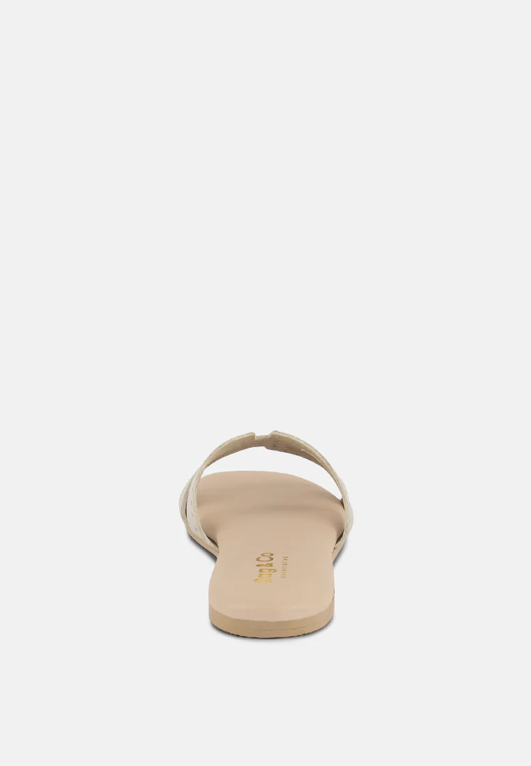 IVANKA Beige Cut Out Slip On Sandals - Image 5