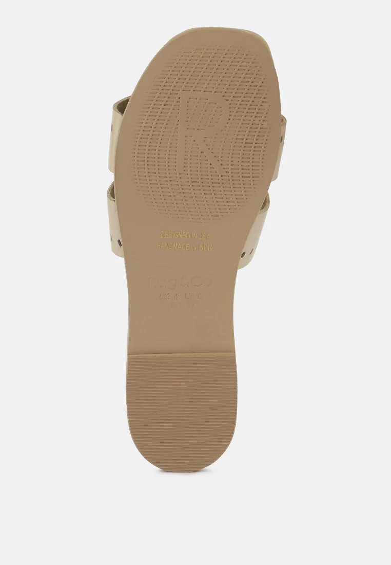 IVANKA Beige Cut Out Slip On Sandals - Image 7