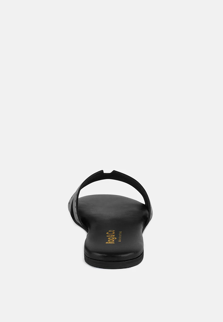 IVANKA Black Cut Out Slip On Sandals - Image 5
