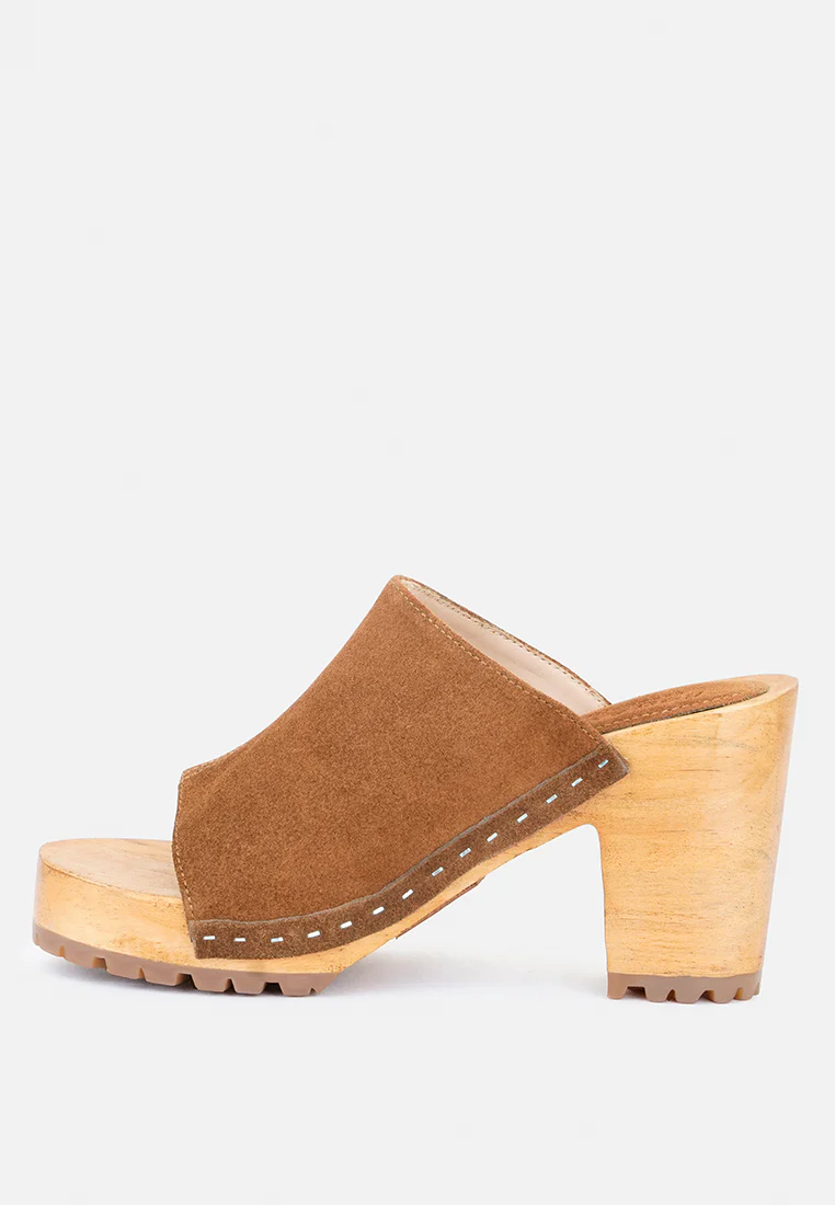 JARRAH Tan Suede Slide Clogs - Image 4