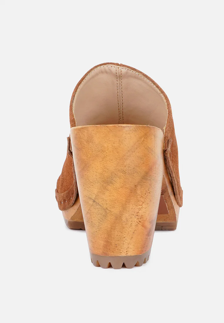 JARRAH Tan Suede Slide Clogs - Image 5