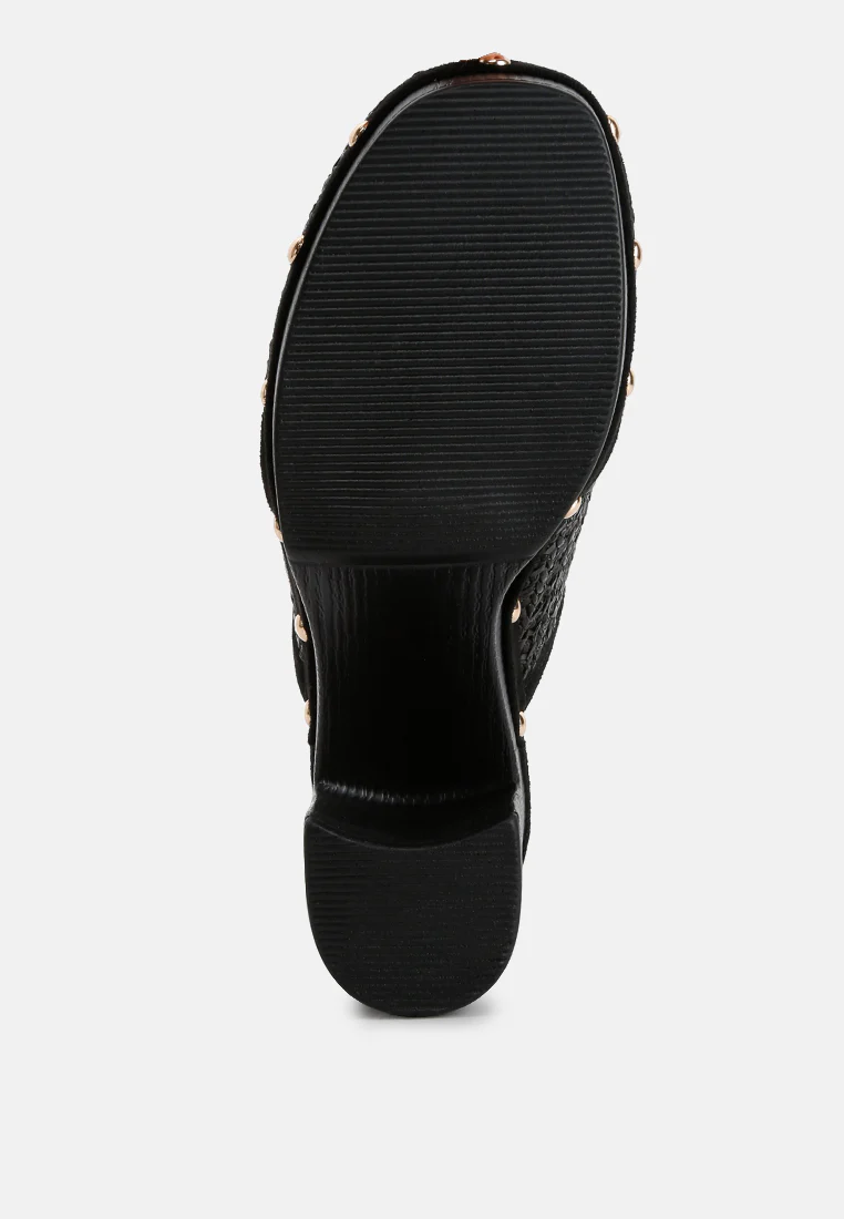 Jeydena Raffia Platform Clogs In Black - Image 7