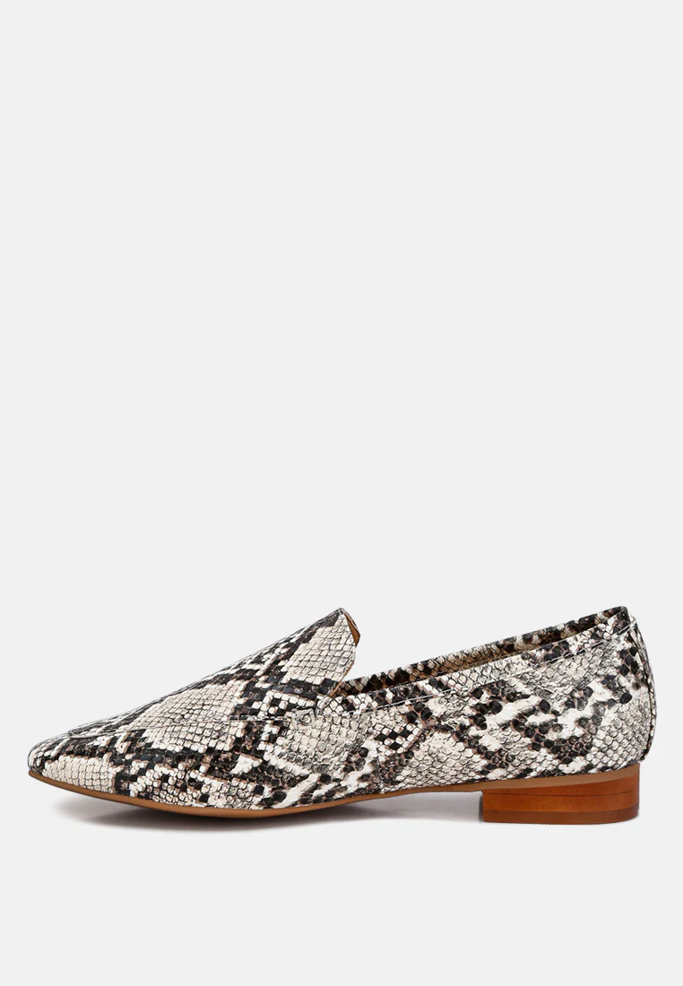 JULIA Snake Skin Textured Loafers - Image 4