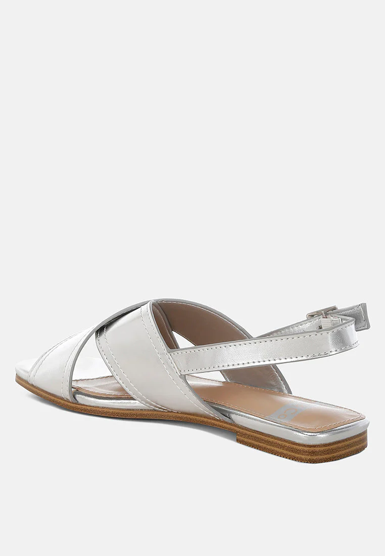 Kanon Metallic Pleather Criss-Cross Flats - Image 10
