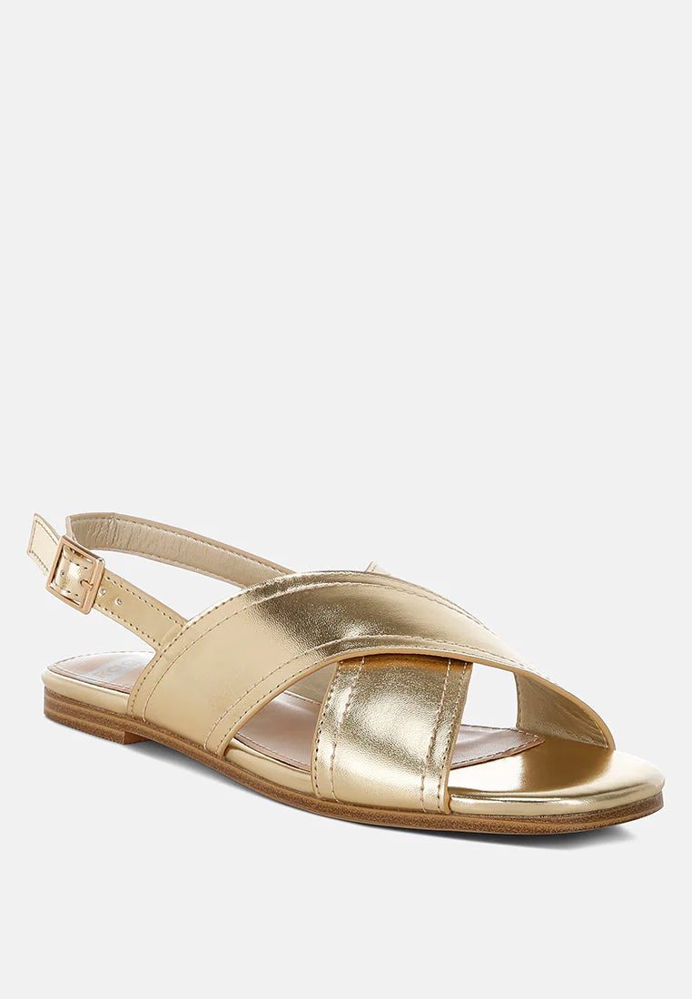 Kanon Metallic Pleather Criss-Cross Flats - Image 3