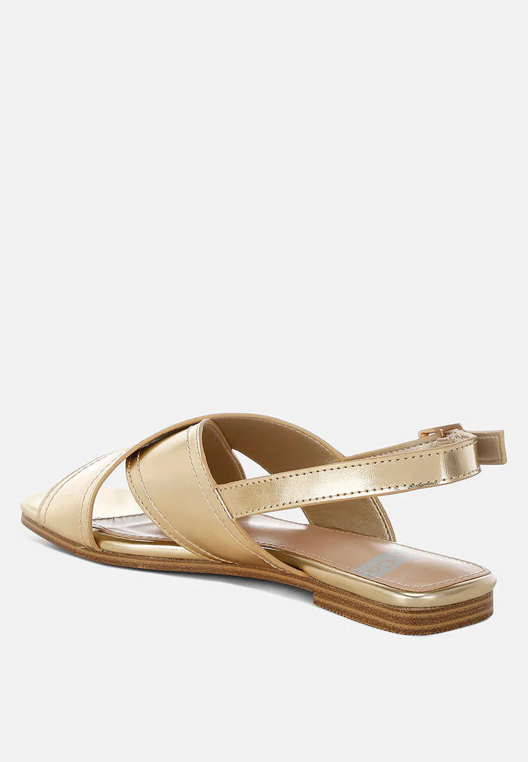 Kanon Metallic Pleather Criss-Cross Flats - Image 4