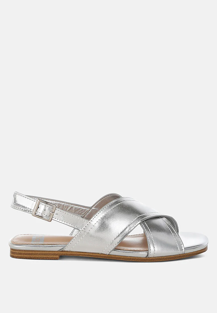 Kanon Metallic Pleather Criss-Cross Flats - Image 7
