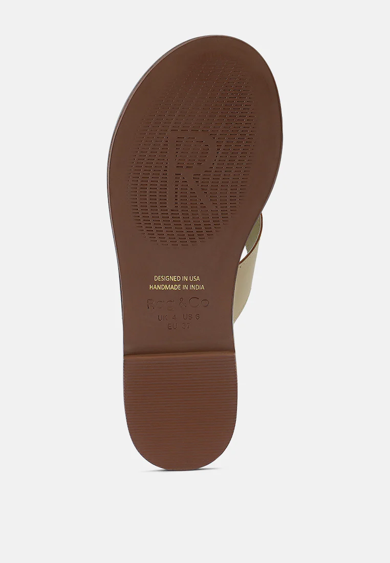 KATHLEEN Embellished Beige Slip-on Thong Sandals - Image 7