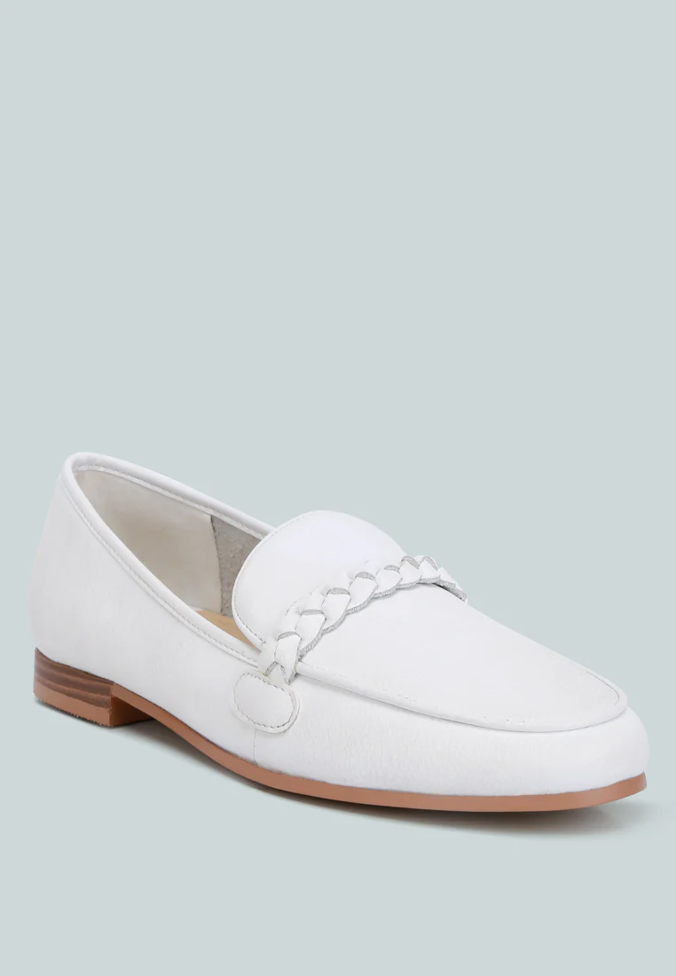 Kita Braided Strap Detail Loafers In Nude - Image 2