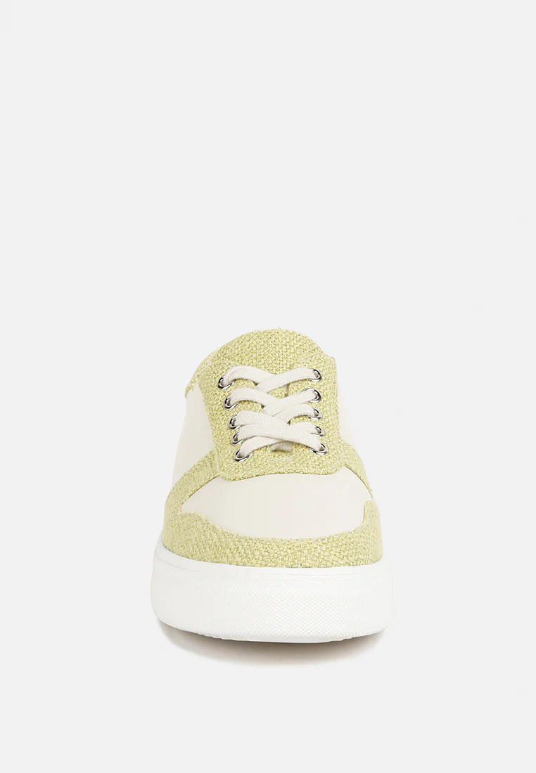 KJAER Dual Tone Leather Sneakers in Green - Image 3