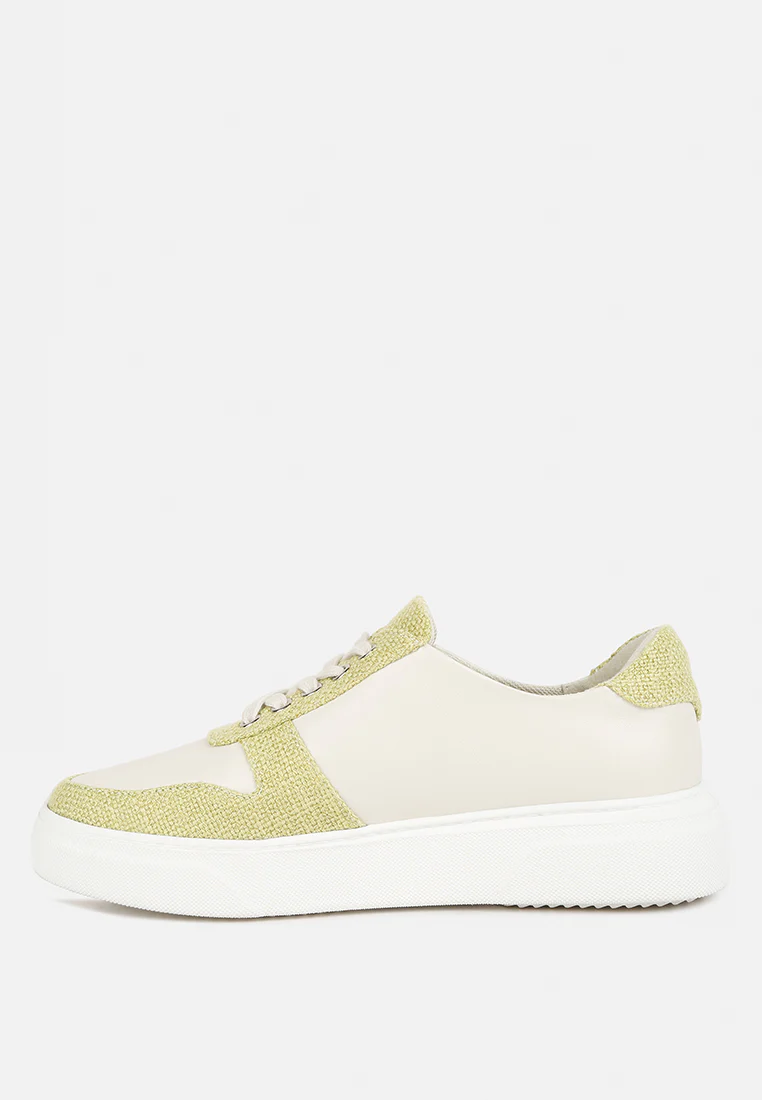 KJAER Dual Tone Leather Sneakers in Green - Image 4