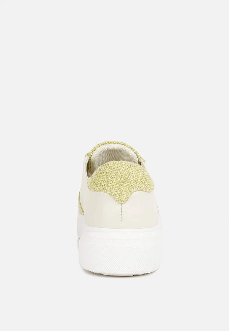 KJAER Dual Tone Leather Sneakers in Green - Image 5