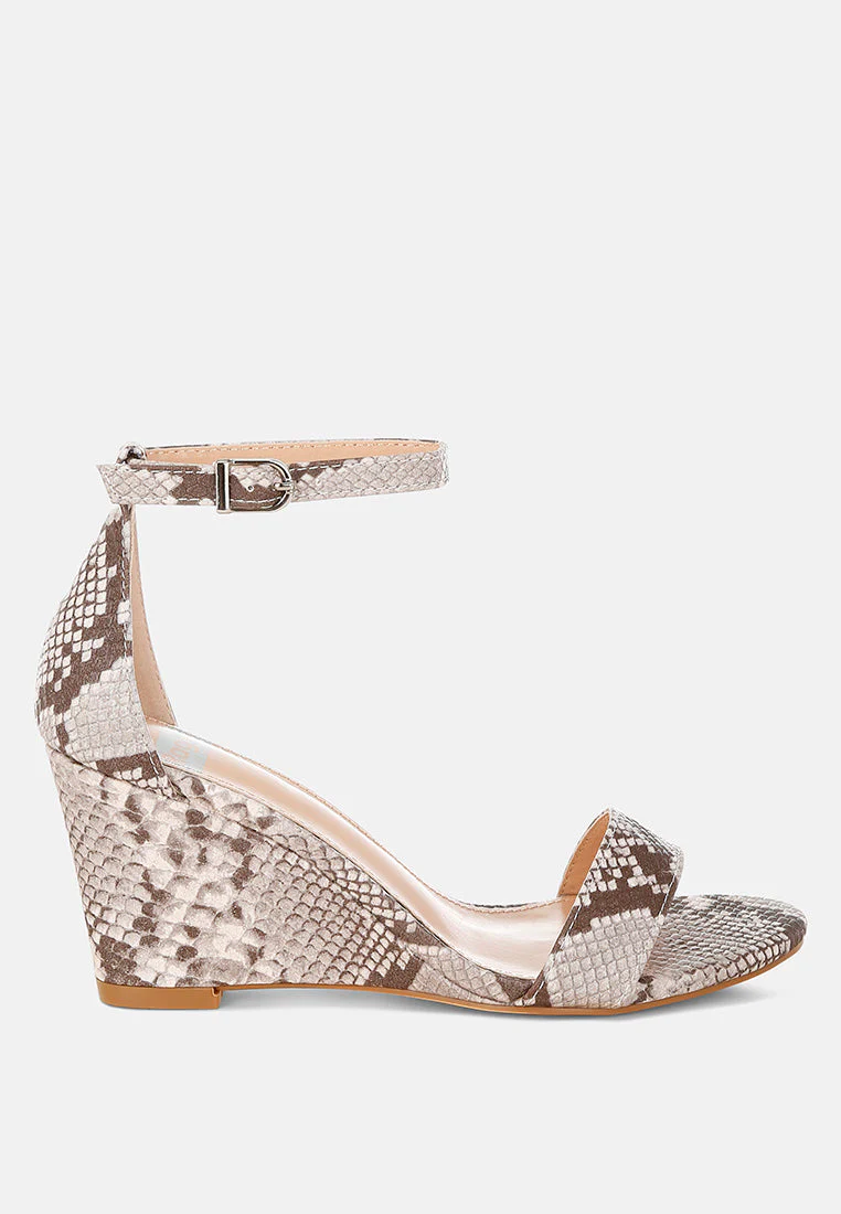 Kodor Snake Print Slim Wedge Heel Sandals
