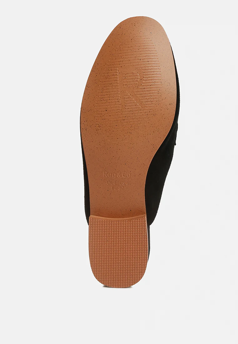 KRIZIA Chunky Chain Suede Slip On Mules in Black - Image 7
