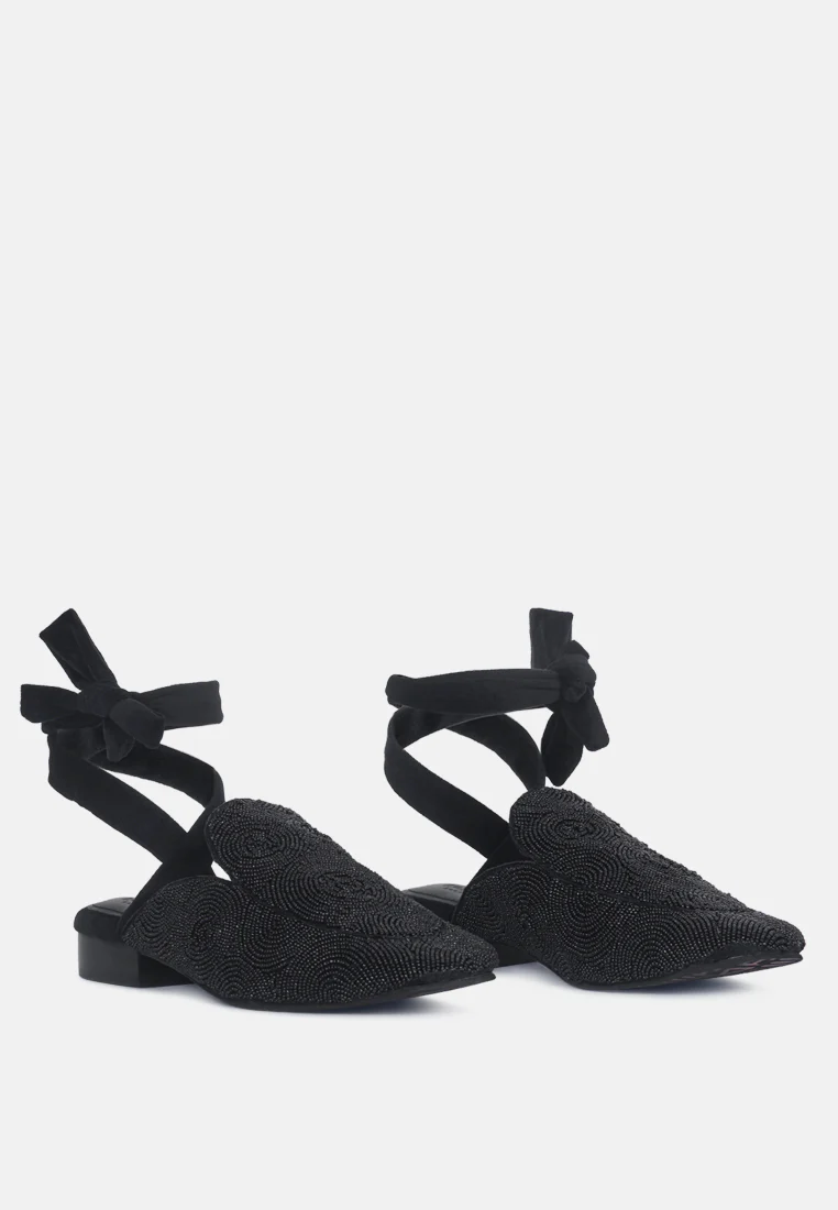 KUBA African Intricate Embroidery Black Mules - Image 2