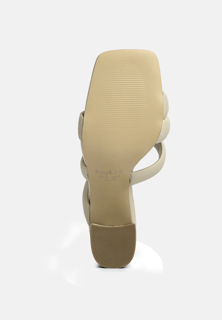 KYWE Off White Textured Heel Chunky Strap Sandals - Image 8