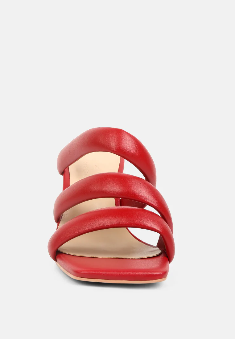 KYWE Red Textured Heel Chunky Strap Sandals - Image 3