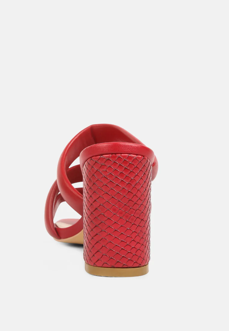 KYWE Red Textured Heel Chunky Strap Sandals - Image 5