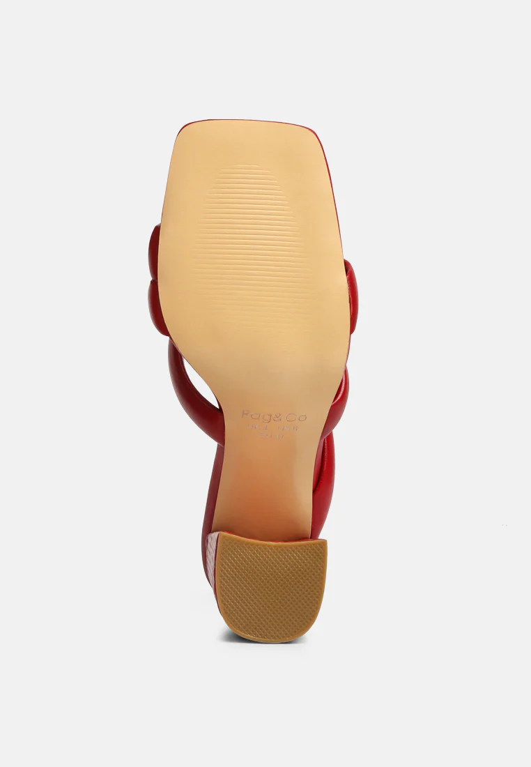 KYWE Red Textured Heel Chunky Strap Sandals - Image 7