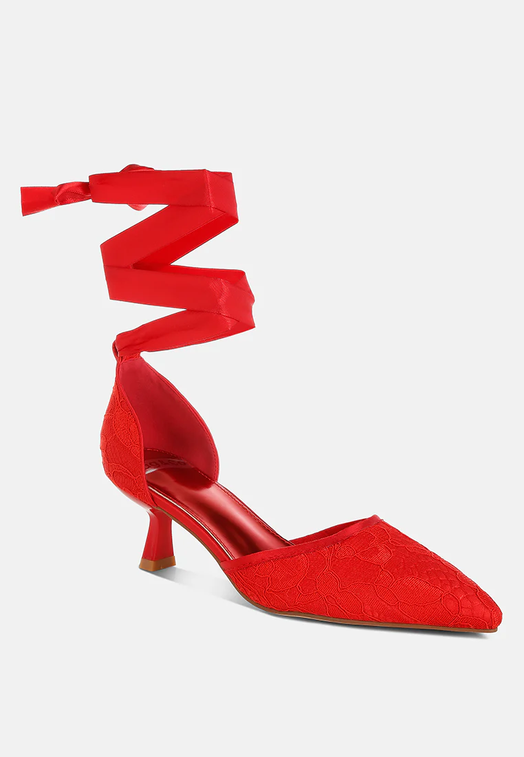 Laika Lace Kitten Heel Sandals - Image 4