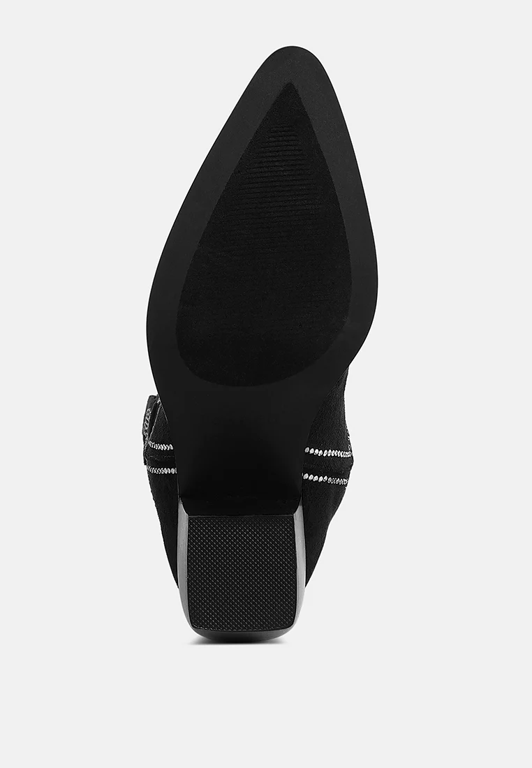 Latafa Rhinestones Embellished Cowboy Boots - Image 5