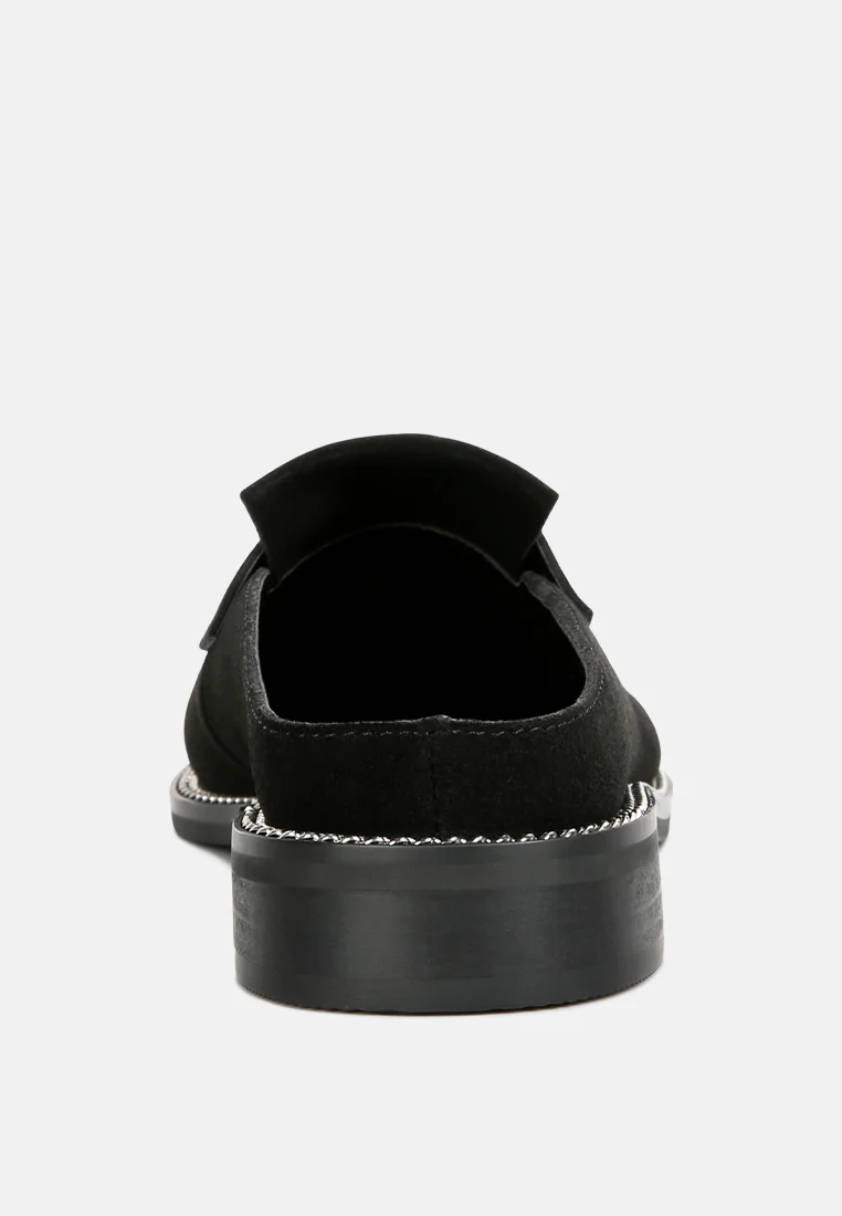 LENA Black Genuine Suede Mules - Image 5