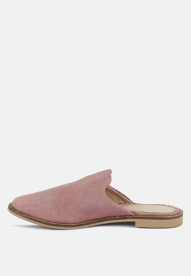 LIA Dusty Pink Handcrafted Suede Mules - Image 4