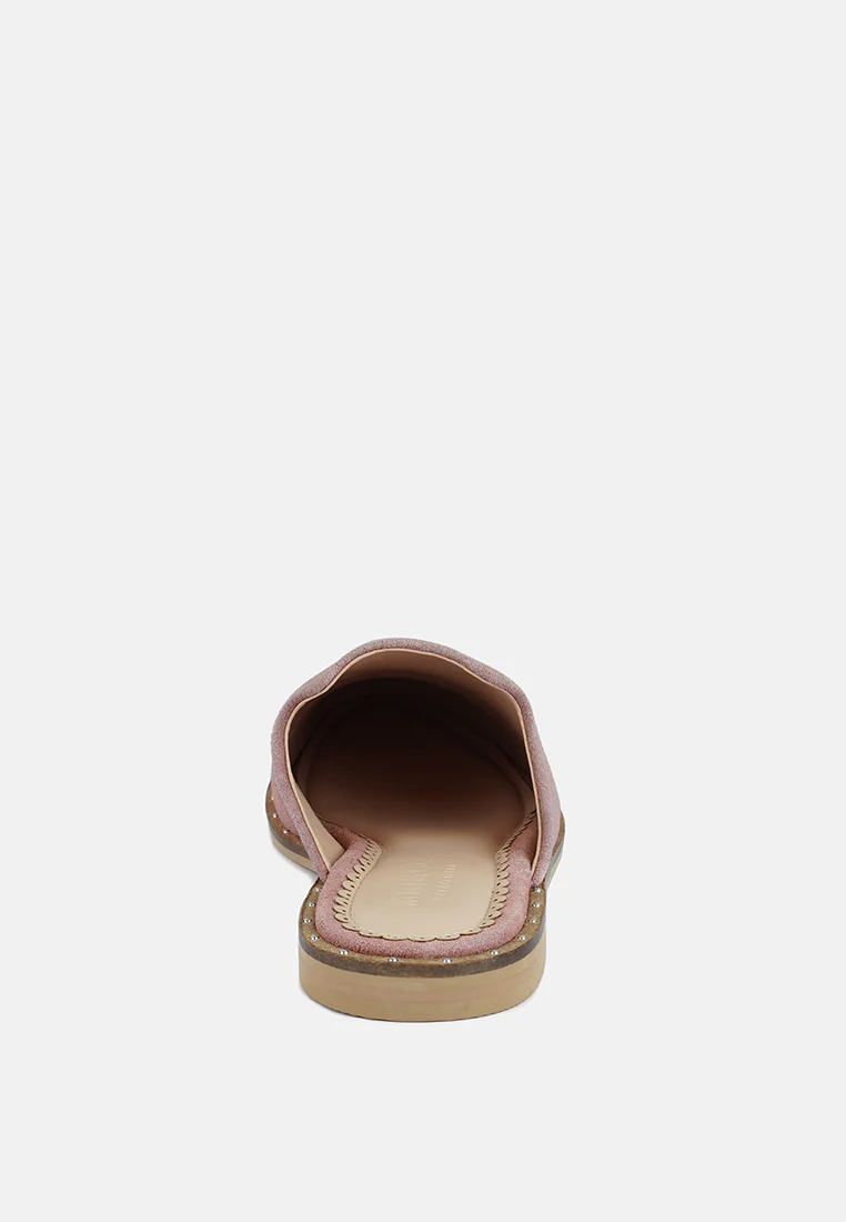 LIA Dusty Pink Handcrafted Suede Mules - Image 5