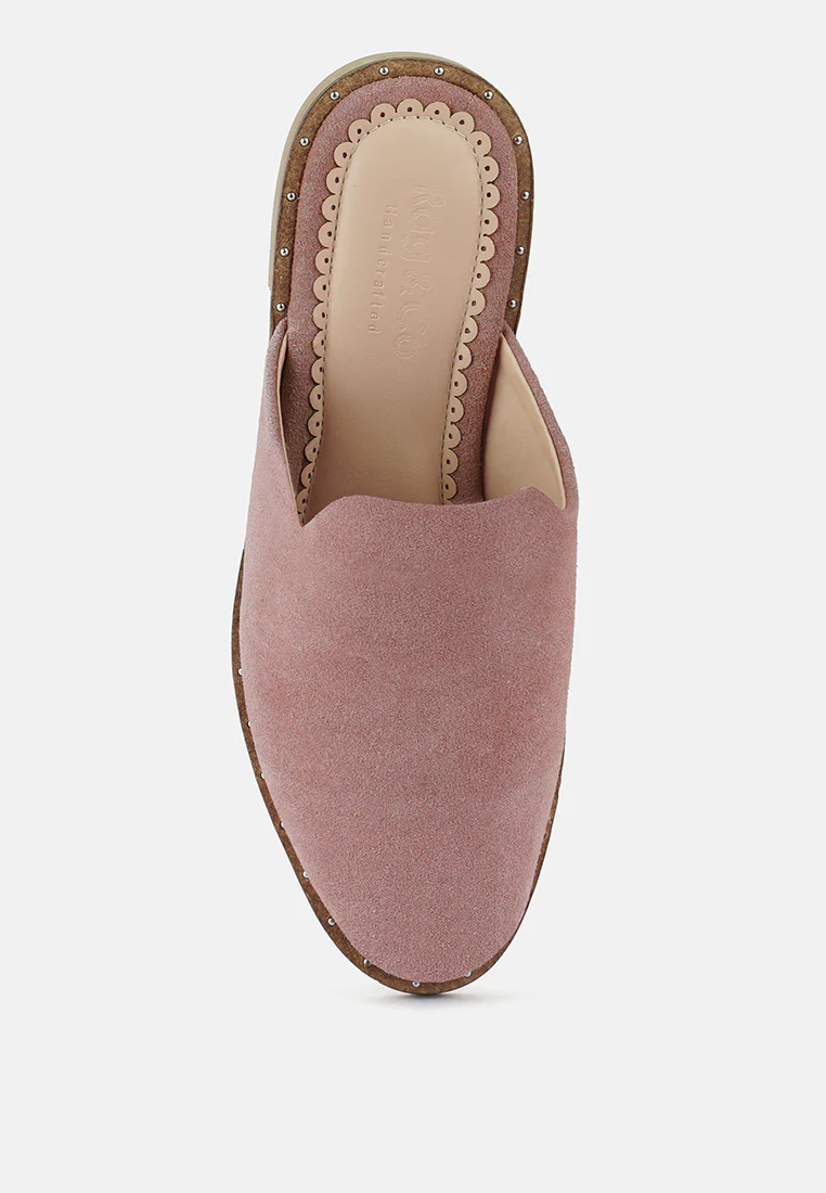 LIA Dusty Pink Handcrafted Suede Mules - Image 6