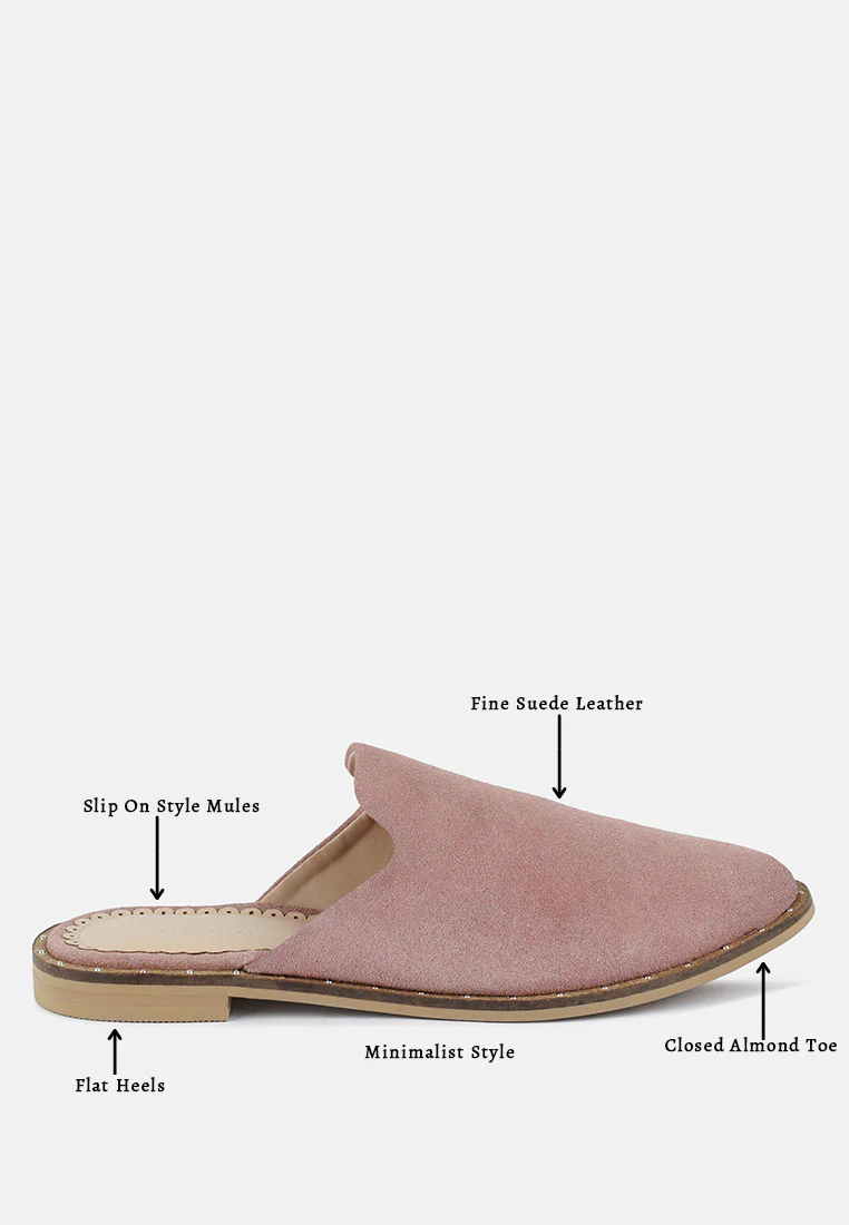 LIA Dusty Pink Handcrafted Suede Mules - Image 8