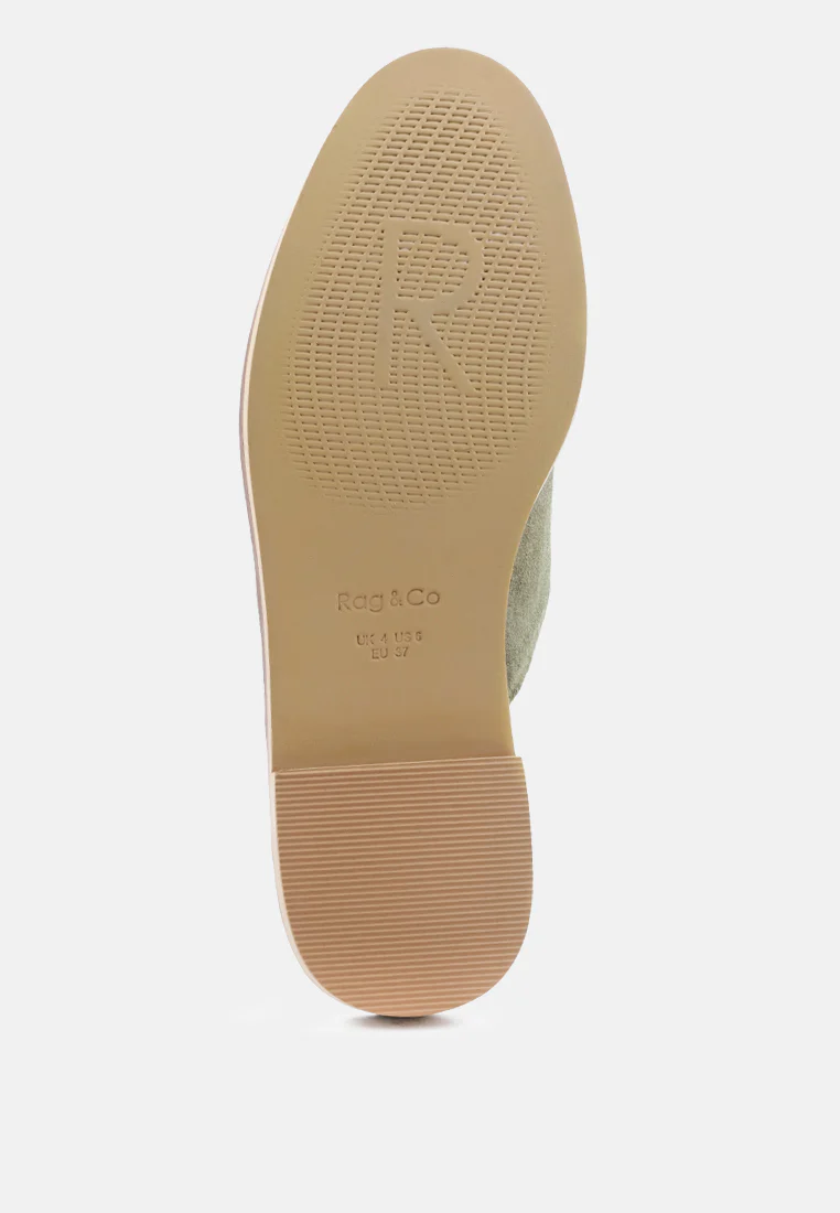 LIA Khaki Green Handcrafted Suede Mules - Image 6