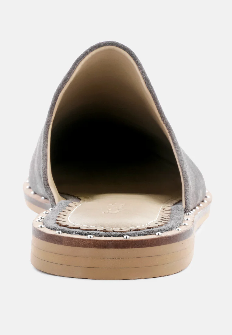 LIA Grey Handcrafted Suede Mules - Image 5