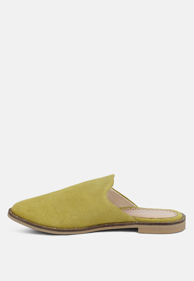 LIA Mustard Handcrafted Suede Mules - Image 3