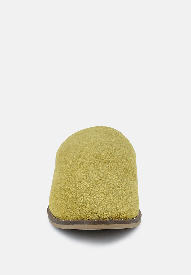 LIA Mustard Handcrafted Suede Mules - Image 4