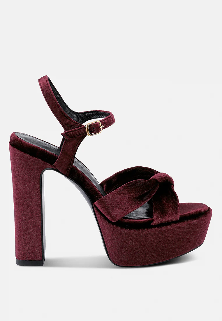 LIDDEL Burgundy Platform Heel Sandals - Image 2