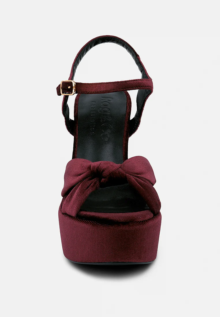LIDDEL Burgundy Platform Heel Sandals - Image 3