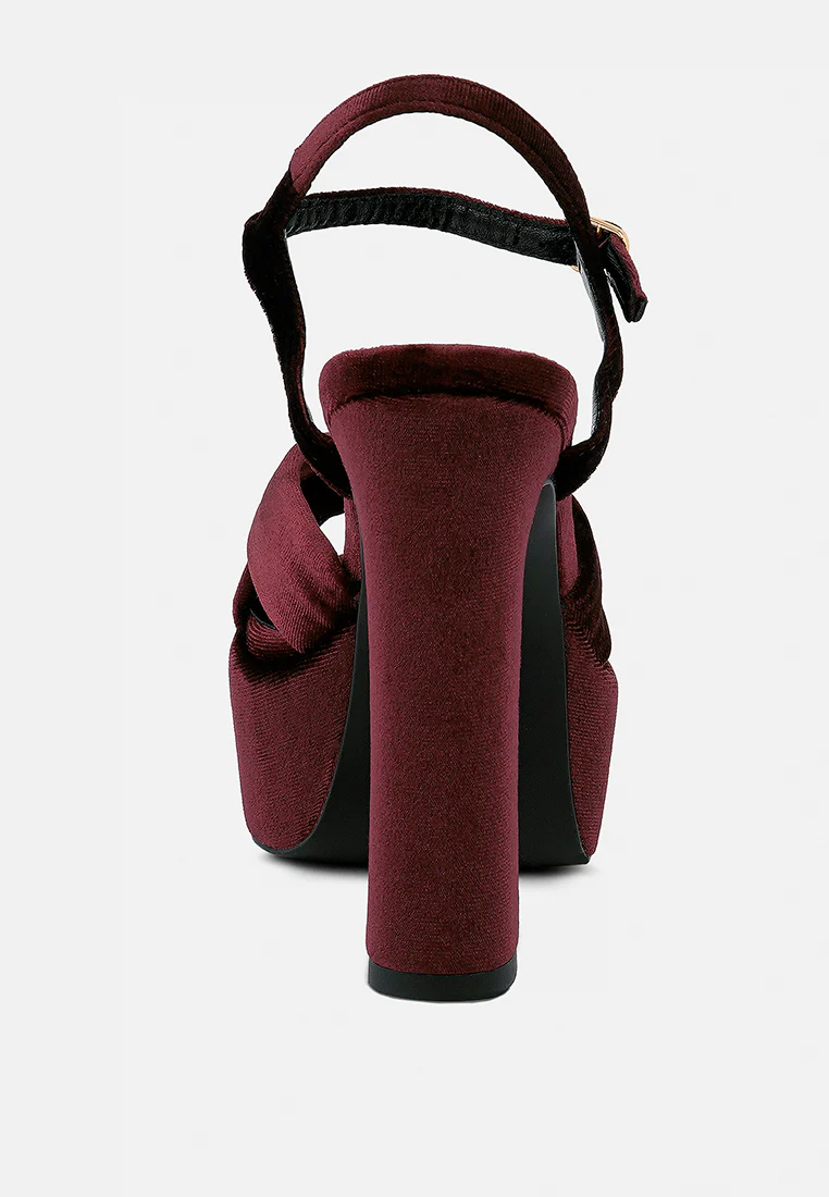 LIDDEL Burgundy Platform Heel Sandals - Image 5
