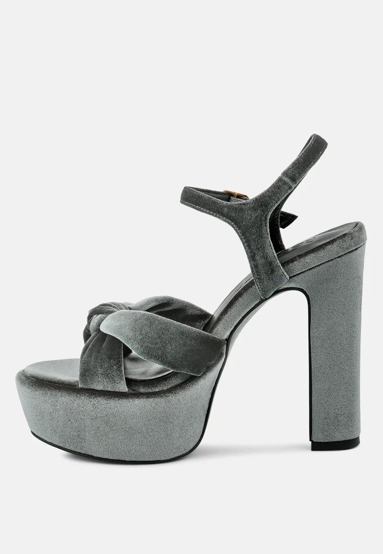 LIDDEL Grey Platform Heel Sandals - Image 4