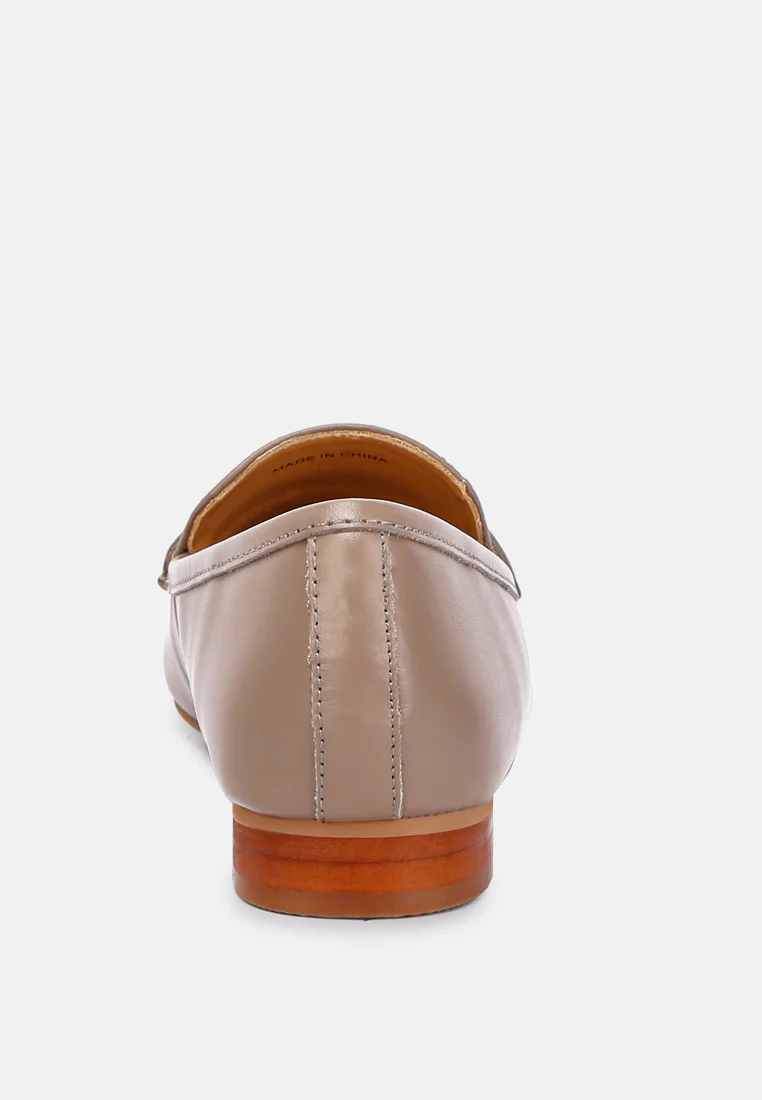 LILIANA Taupe Classic Leather Penny Loafers - Image 5