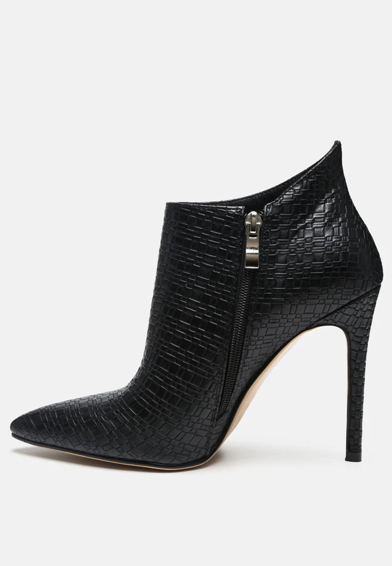 LOLITA Woven Texture Stiletto Boot in Black - Image 4