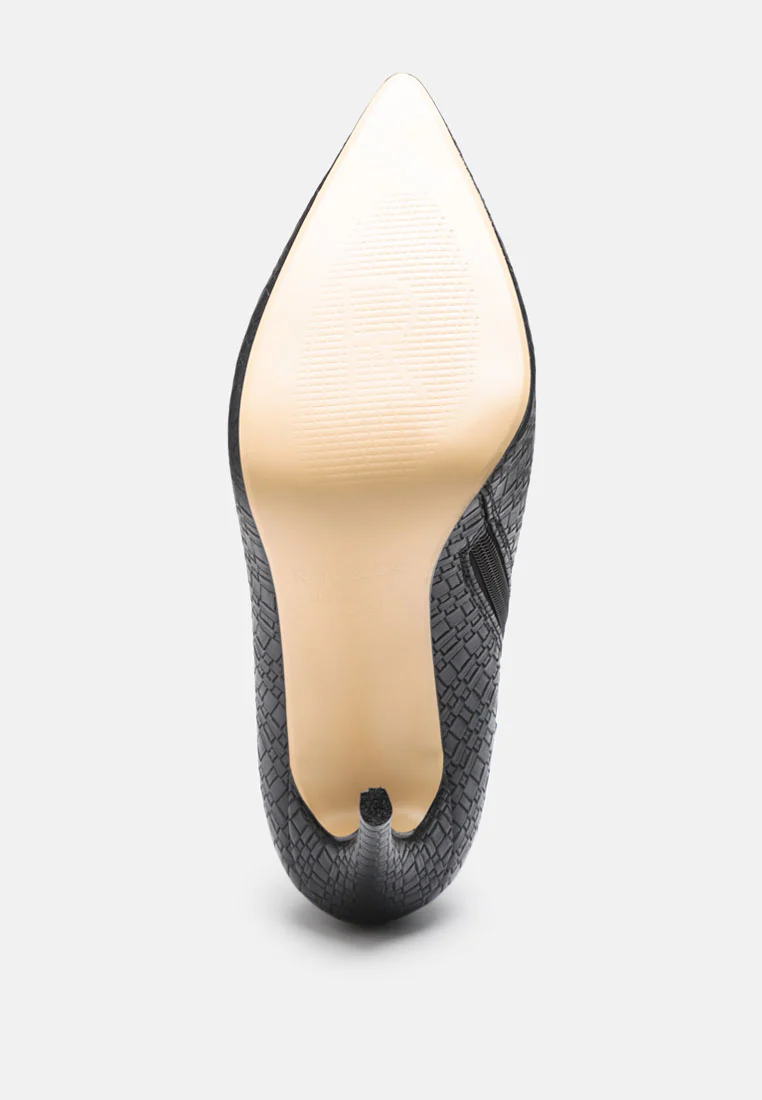 LOLITA Woven Texture Stiletto Boot in Black - Image 6