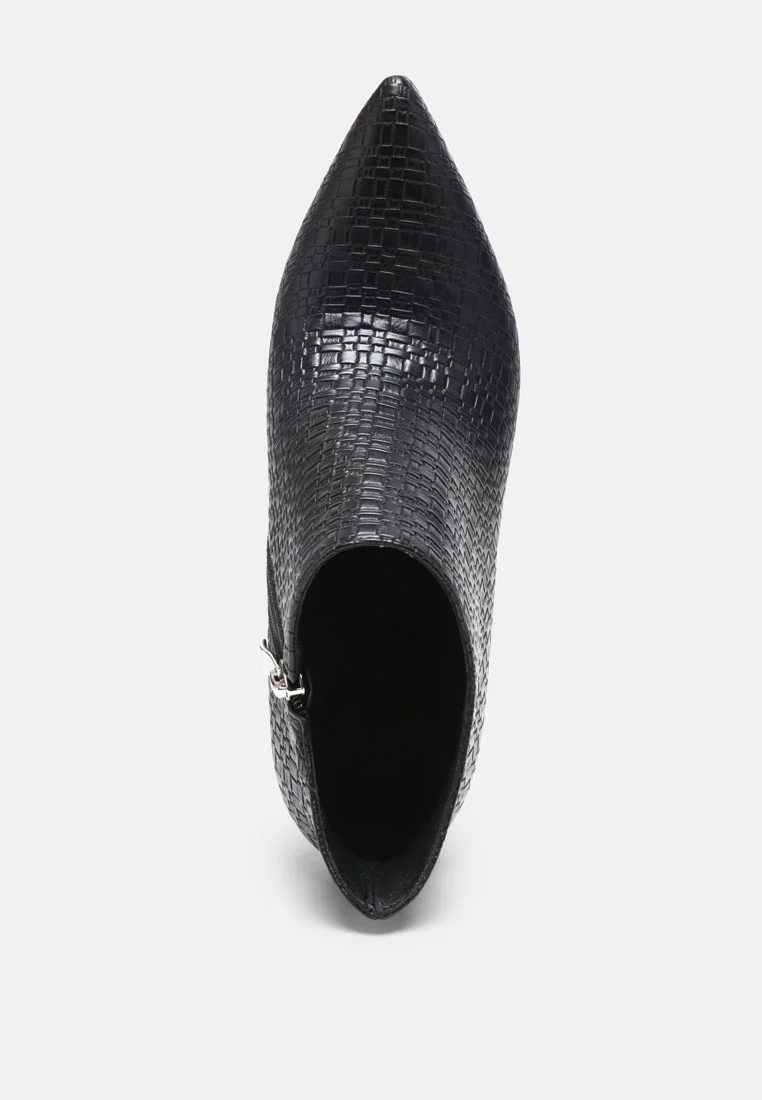 LOLITA Woven Texture Stiletto Boot in Black - Image 7