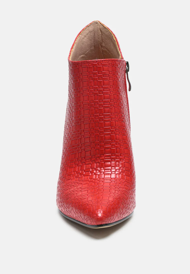 LOLITA Woven Texture Stiletto Boot in Red - Image 4